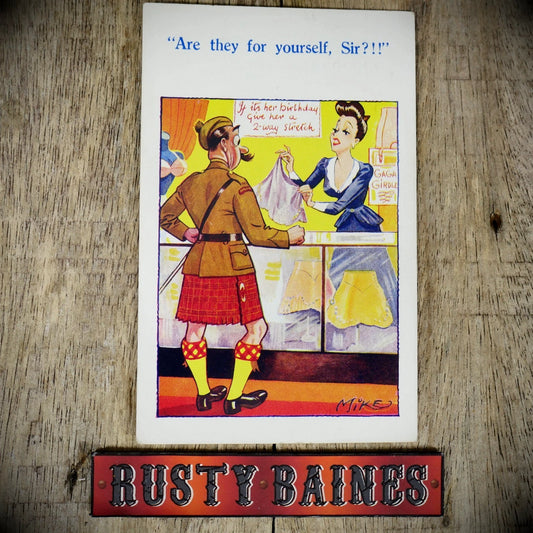 Postcard, Lingerie Underwear Shop, Scottish Soldier, Kilt