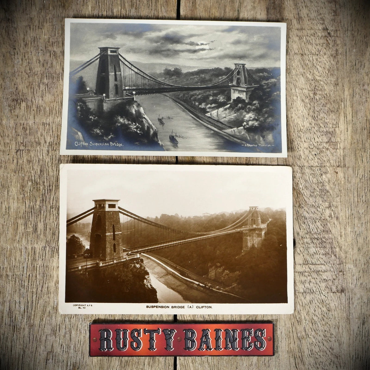 Postcards x2, Clifton Suspension Bridge Real Photo & Printed