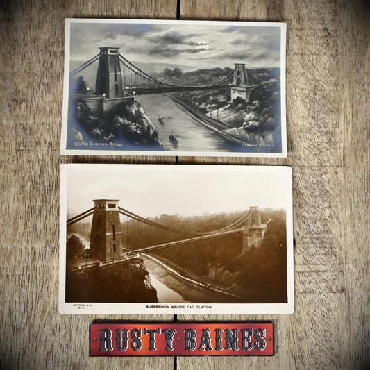 Postcards x2, Clifton Suspension Bridge Real Photo & Printed