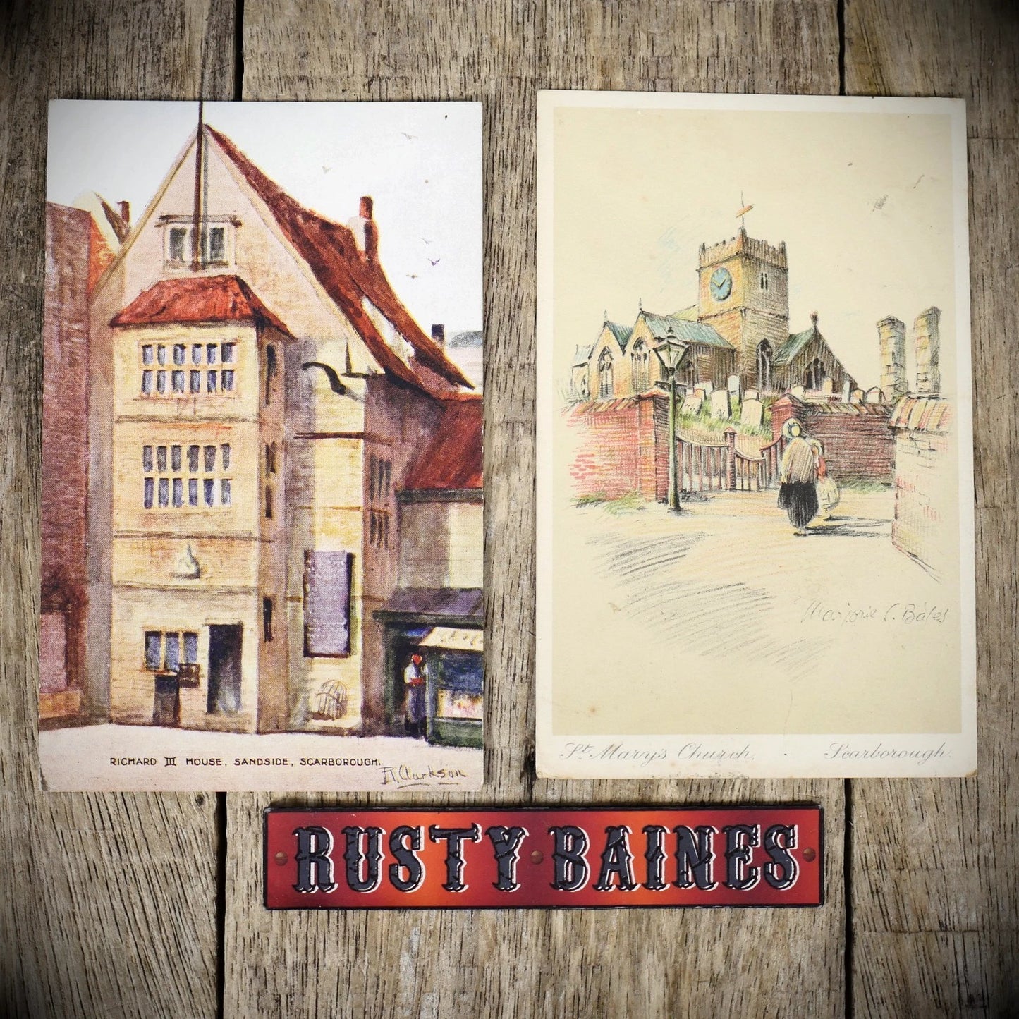 Scarborough Postcards x2 St Mary's Church, King Richard III House