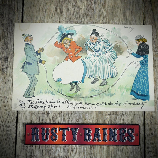 Postcard, Comic, Phil May, Mature Adults Skipping, Playing