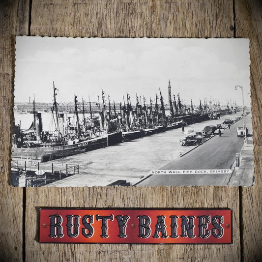 Postcard, Grimsby Fish Dock, Fishing Trawlers Cars Bamforth Real Photo