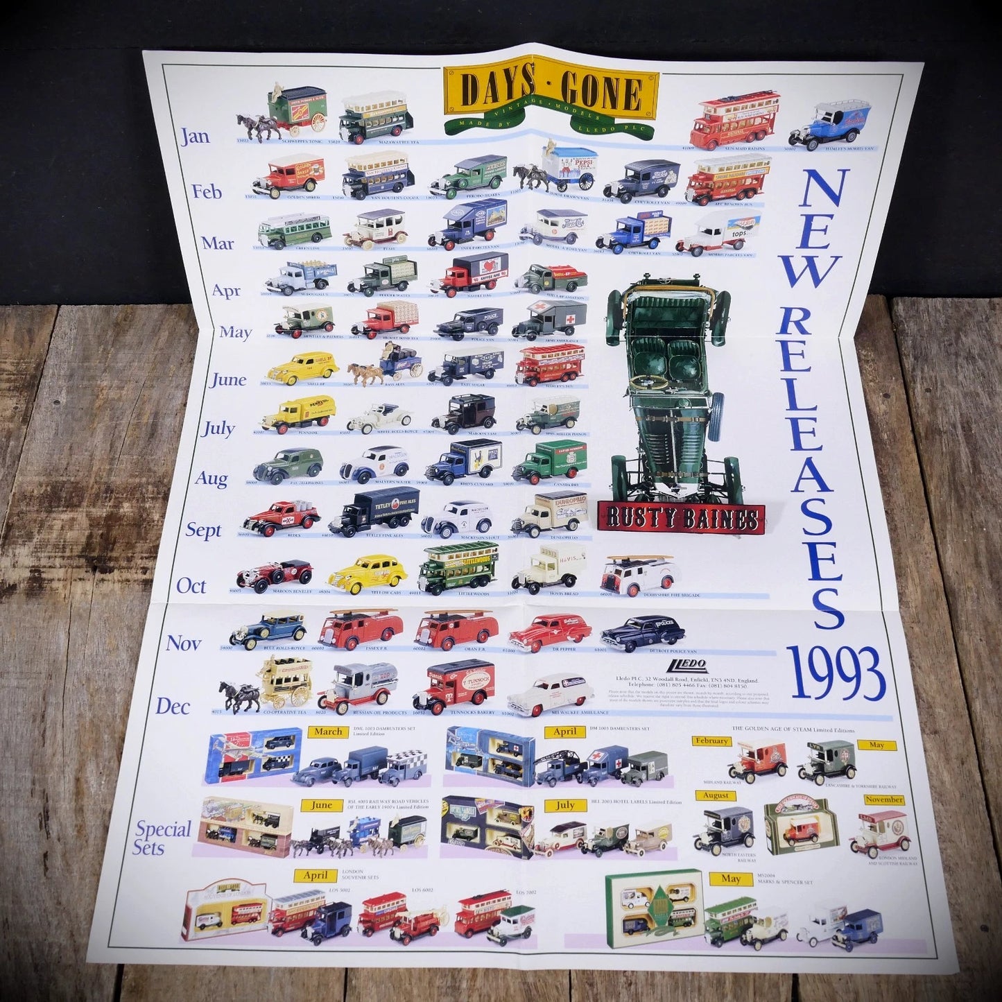 Lledo Days Gone By Diecast Models Toy Car Bus Van Poster for 1993