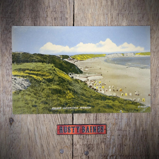 Vintage Postcard, Filey Beach, Changing Tents, Printed