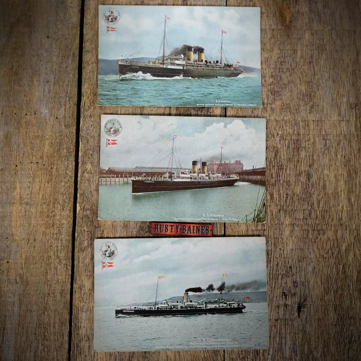 Postcards x3 LNWR Official Shipping, SS Scotia, Hibernia, Connemara
