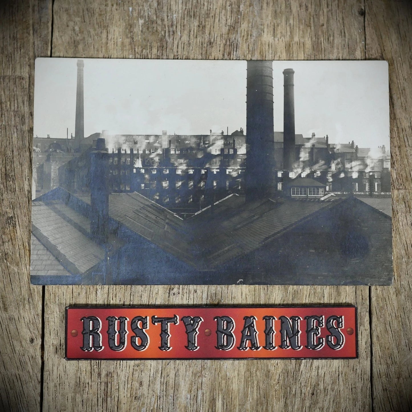 Postcard, Sheffield Fire 1921, Ruins, Skelton Works Heeley, Chimney's