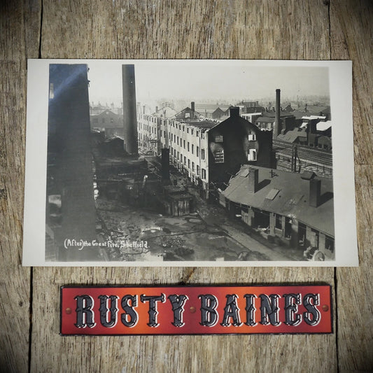 Postcard, Sheffield Fire 1921, Ruins, Skelton Works Heeley Disaster