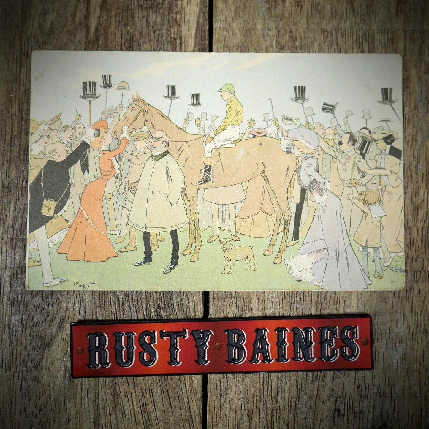 Postcard, Horse Racing, Jockey, Raised Hats, 1906