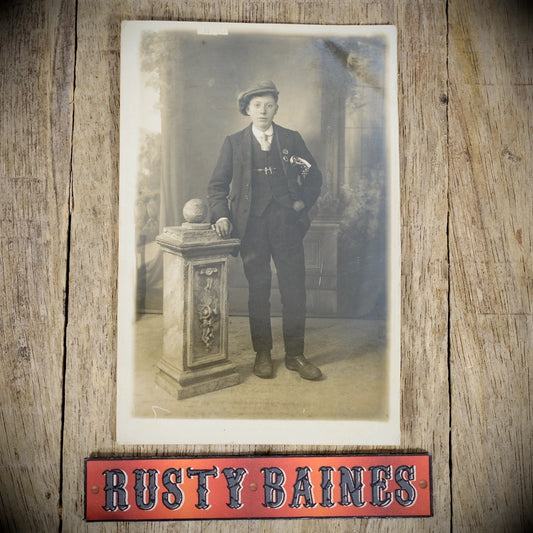 Postcard, Portrait of Teen, Early 1900s Fashion, Flat Cap, Real Photo