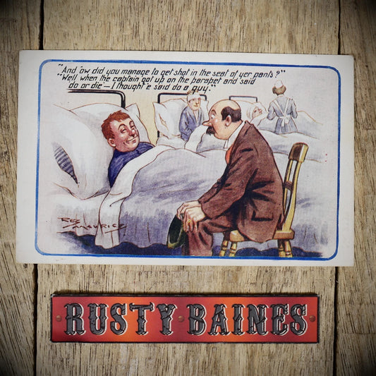 Postcard, WW1 Comic, Reg Maurice, Injured Soldier, Shot, Hospital