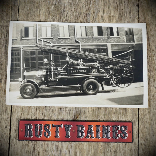 Postcard, Sheffield Fire Engine, Rockingham Street Station? Real Photo