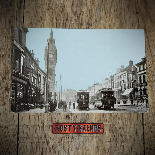 Postcard, Darlington High Row, Trams, Edwardian Era, Printed