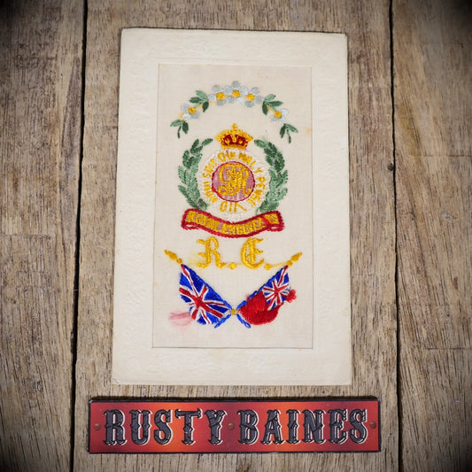 Postcard, WW1 Embroidered Silk, Royal Engineers, Red Ensign Flag