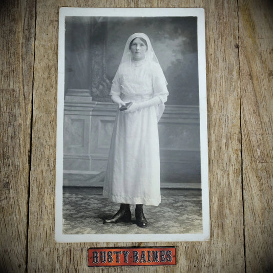 Postcard, Portrait of Bride Holding Bible, Christchurch, Real Photo