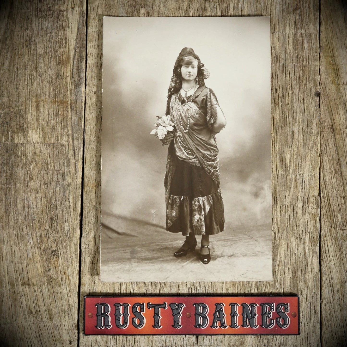 Postcard, Unidentified Woman Portrait, Gypsy Dress Fashion, Real Photo