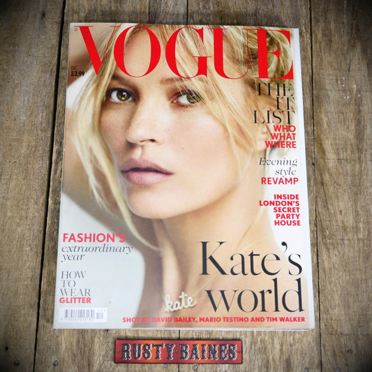 Vogue Magazine December 2014, Kate Moss, David Bailey Images, Bunny Mellon