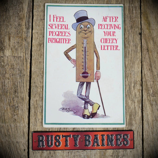 Postcard, Comic, Top Hat Posh Clothes Thermometer, Cheery Letter