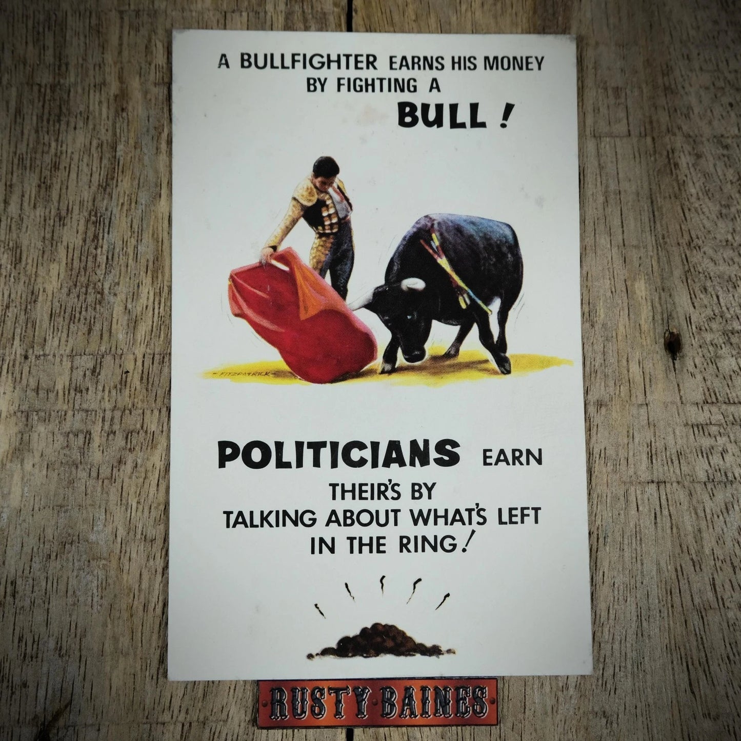 Postcard, Comic/Humour, Bamforth, Bullfighter, Politician Talking BS