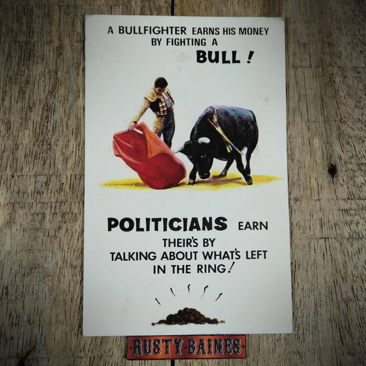 Postcard, Comic/Humour, Bamforth, Bullfighter, Politician Talking BS
