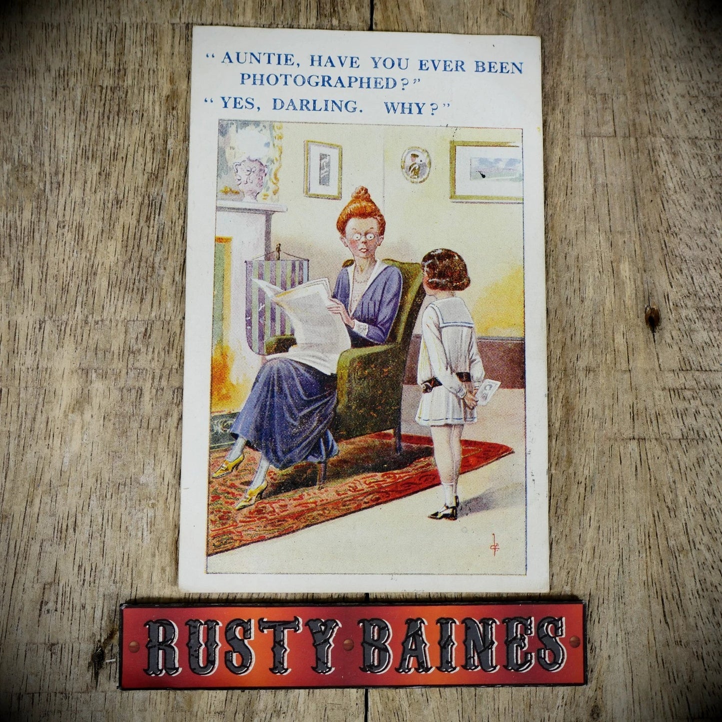 Postcard, HB Comic, Funny Face Woman, Newspaper, Photographed