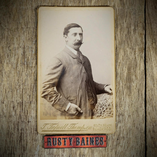 Carte de Visite (CDV) Portrait of Man with Handlebar Moustache, Tufnell Thompson, Blackpool