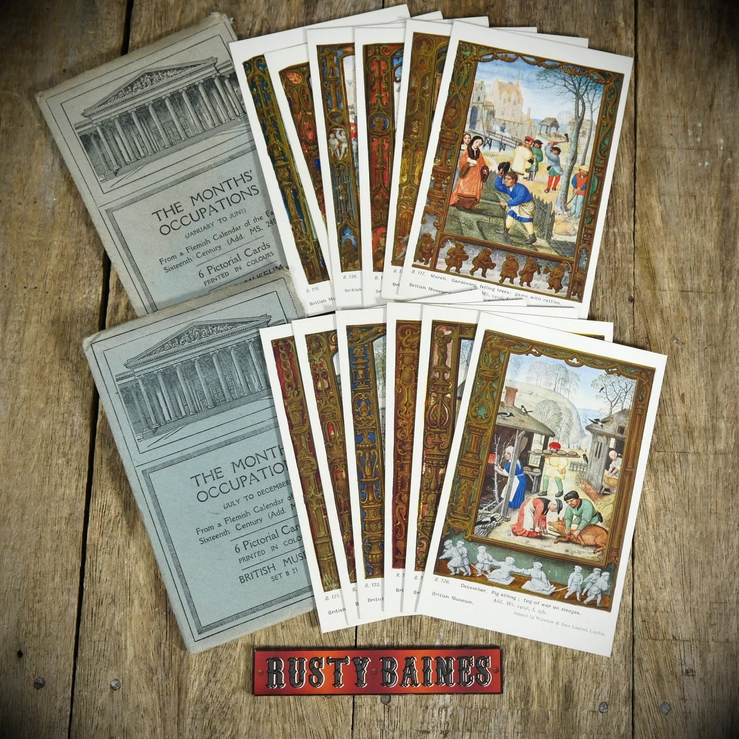 Postcard Set, British Museum, Flemish Calendar Art, Envelopes