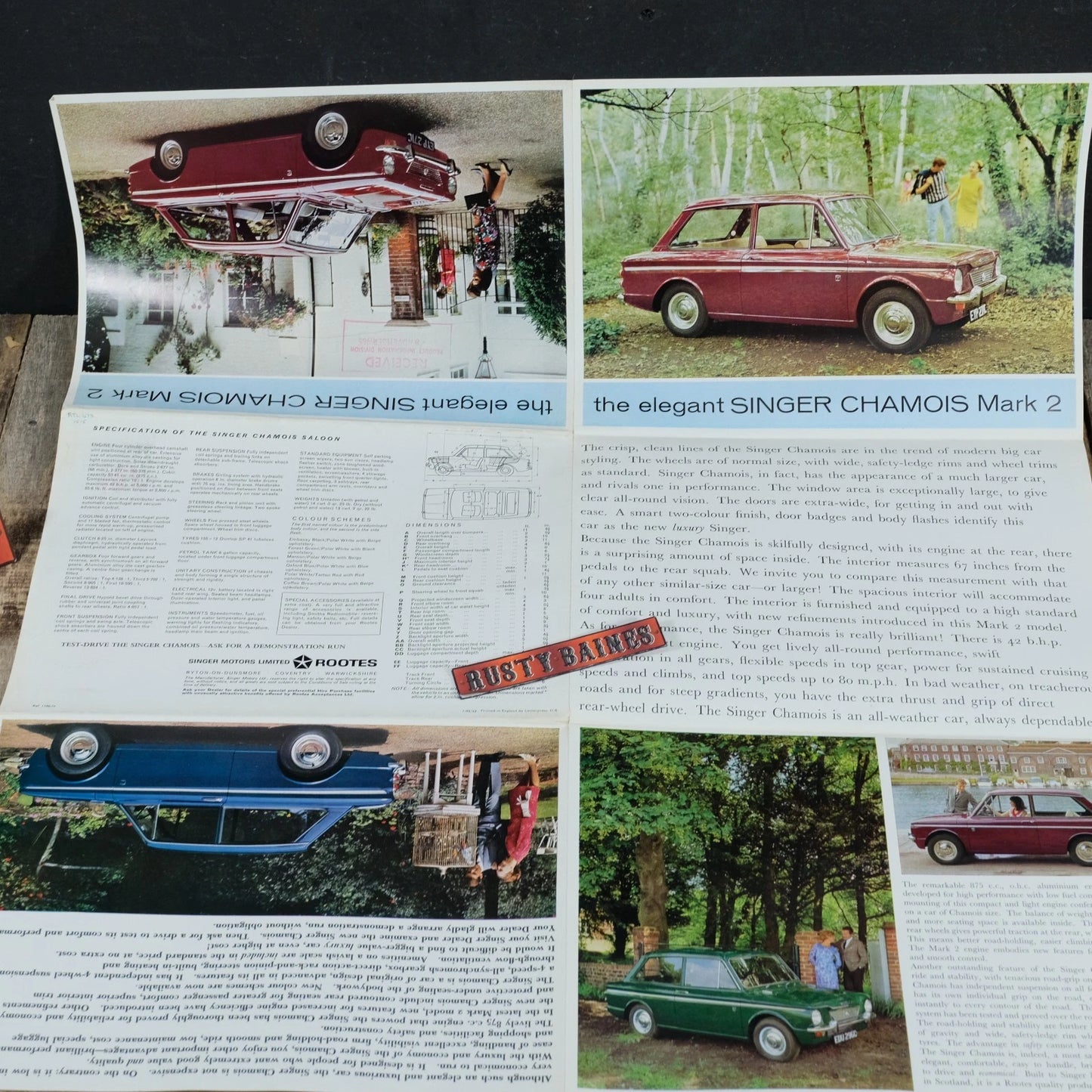 Original Car Brochure, Singer Chamois Mk2 #1186/H, Poster Style