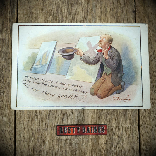 Postcard, Comic, Reg Maurice, Street Artists Begging for Money