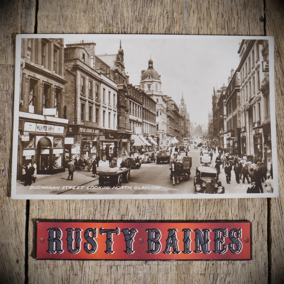 Postcard, Glasgow Buchanan Street, 1847, Shops, Cars, Real Photo