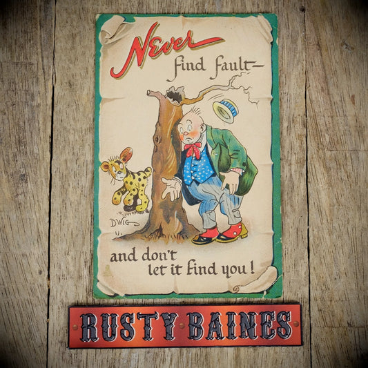 Postcard, Comic, Tuck Chromo, Never Find Fault, Man Hiding, Tree, DWIG