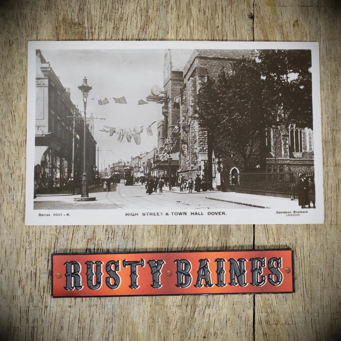 Postcard, Dover High Street & Town Hall, Real Photo