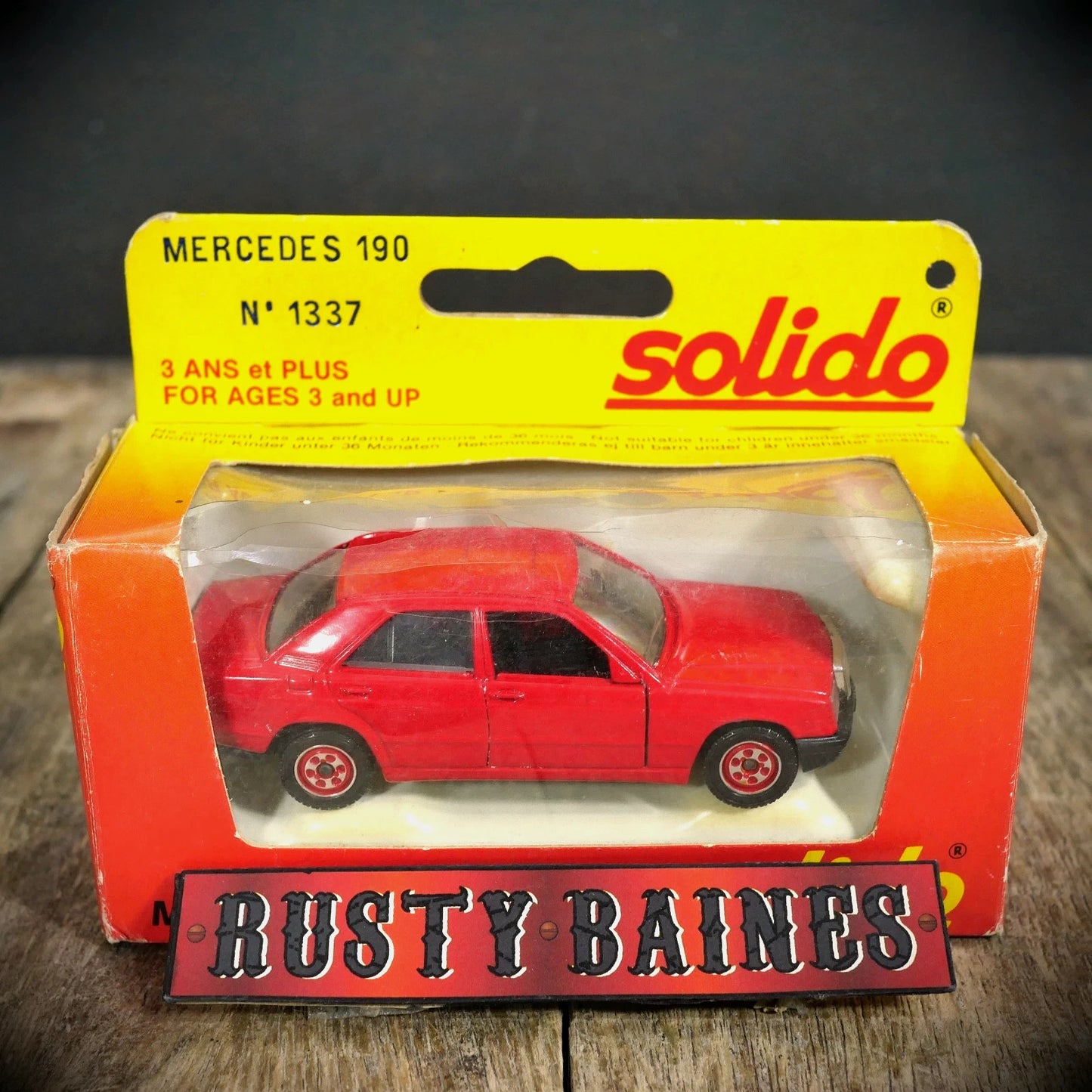 Solido Mercedes 190 E, Vintage Toy Car, Boxed, Red, 1/43 Scale