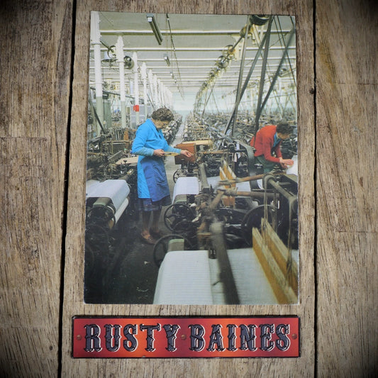Postcard, Burnley Steam Weaving Mill, Guinness Book of Records Message, continental size