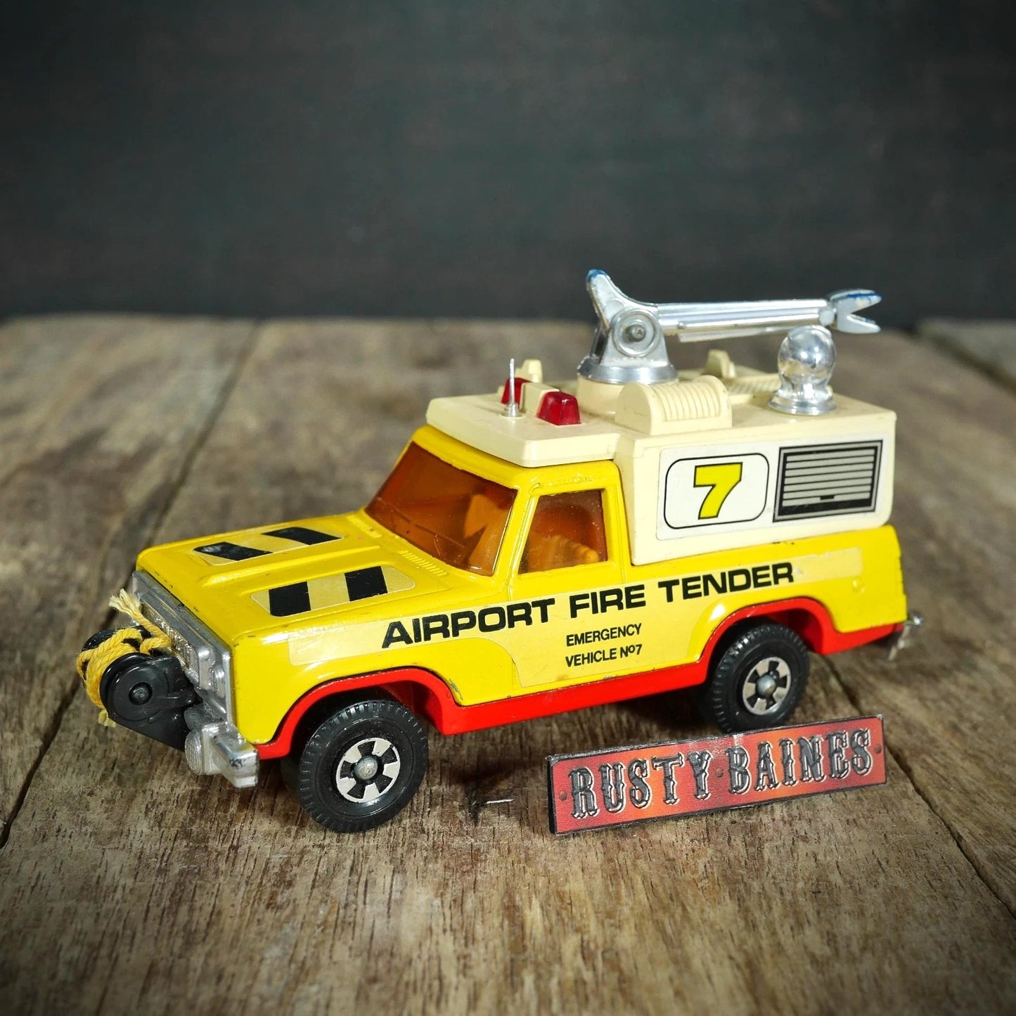 Original Vintage Matchbox Super Kings Plymouth Trail Buster, Airport Fire Truck