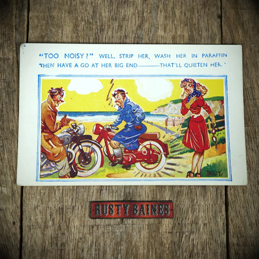 Postcard, Comic, Noisy Bikers Motorbike, Shocked Woman Innuendo