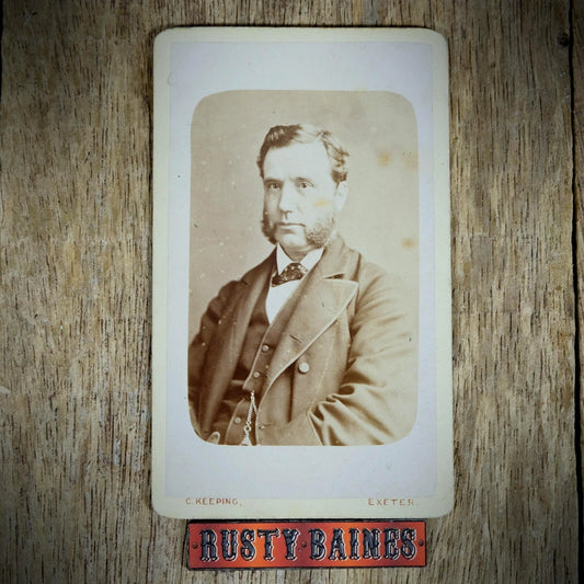 Carte de Visite (CDV) Portrait of Man with Mutton Chops, Chas Keeping, Exeter