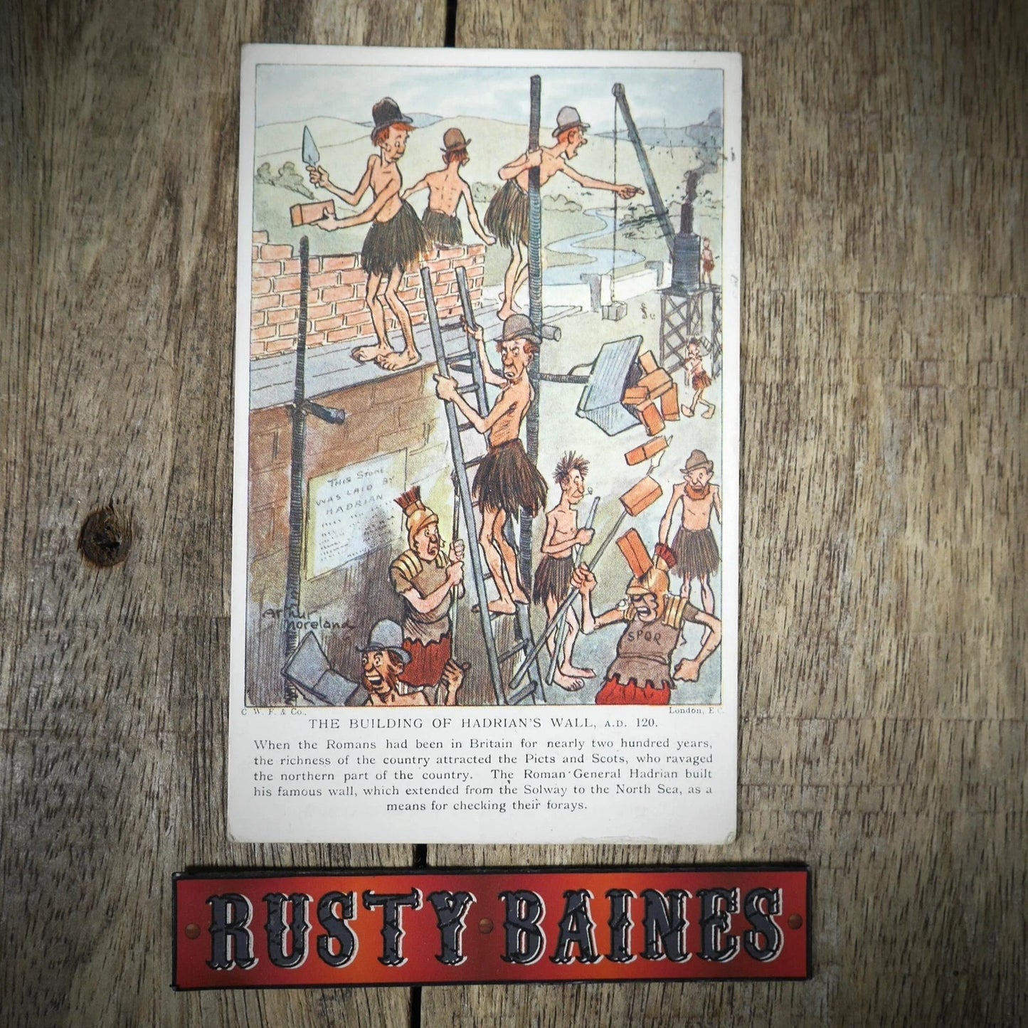 Postcard, Comic, Building Hadrian's Wall, Roman History