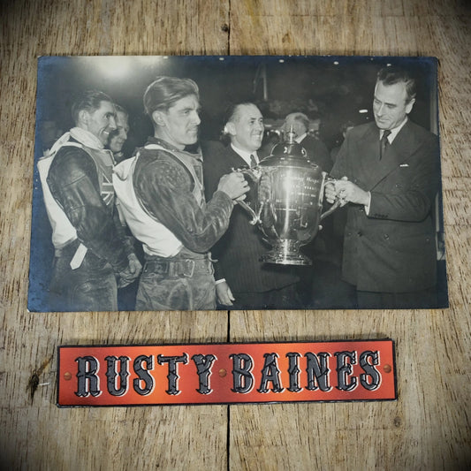 Original Speedway Trophy Winner Photo, Sept 1950 Wembley, Freddie Williams