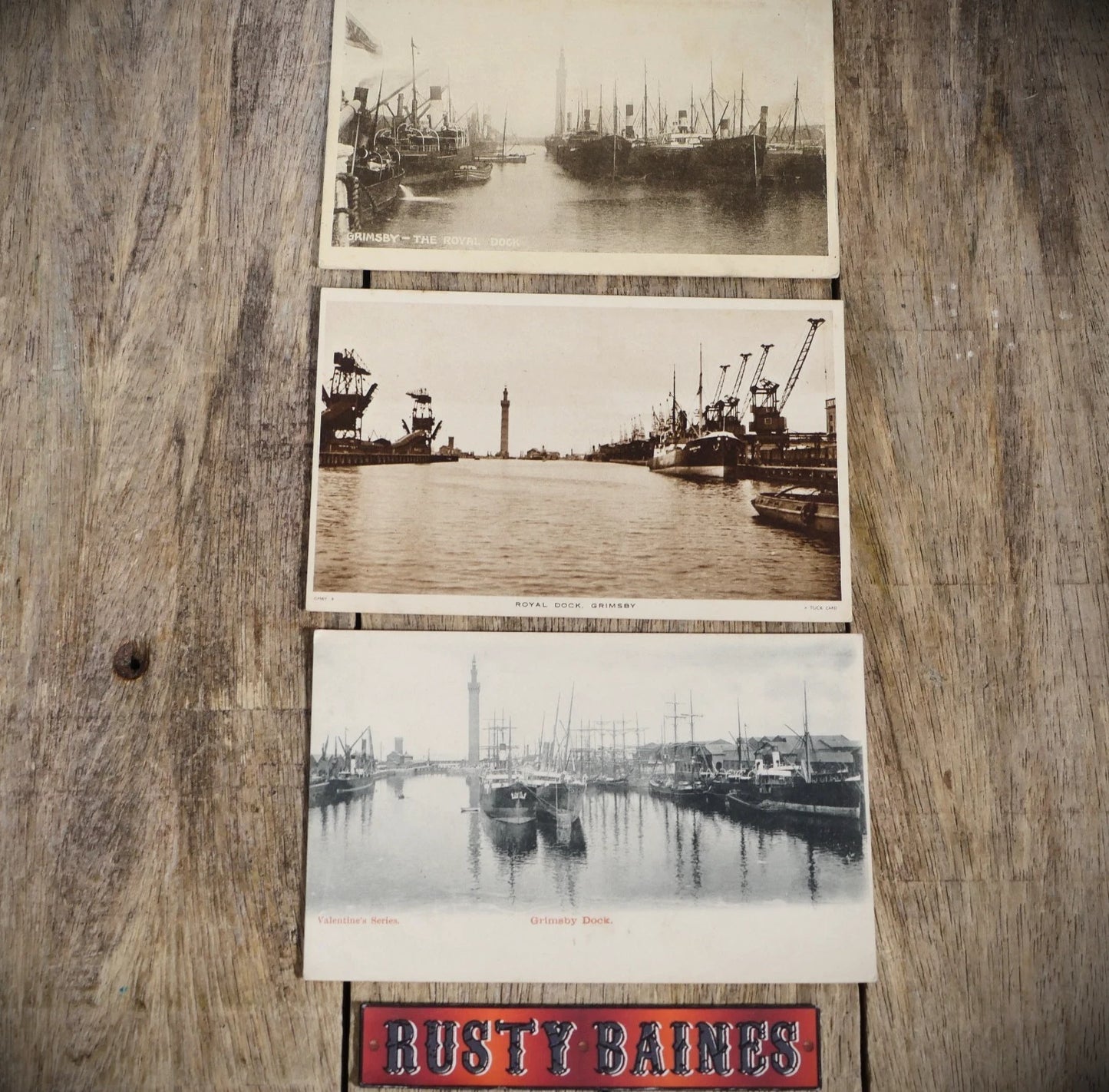 Postcard, x3 Grimsby Docks, Shipping/Fishing Trawlers, Printed
