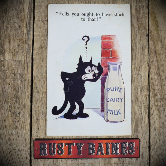 Postcard, Comic, Felix the Cat, Milk Bottle