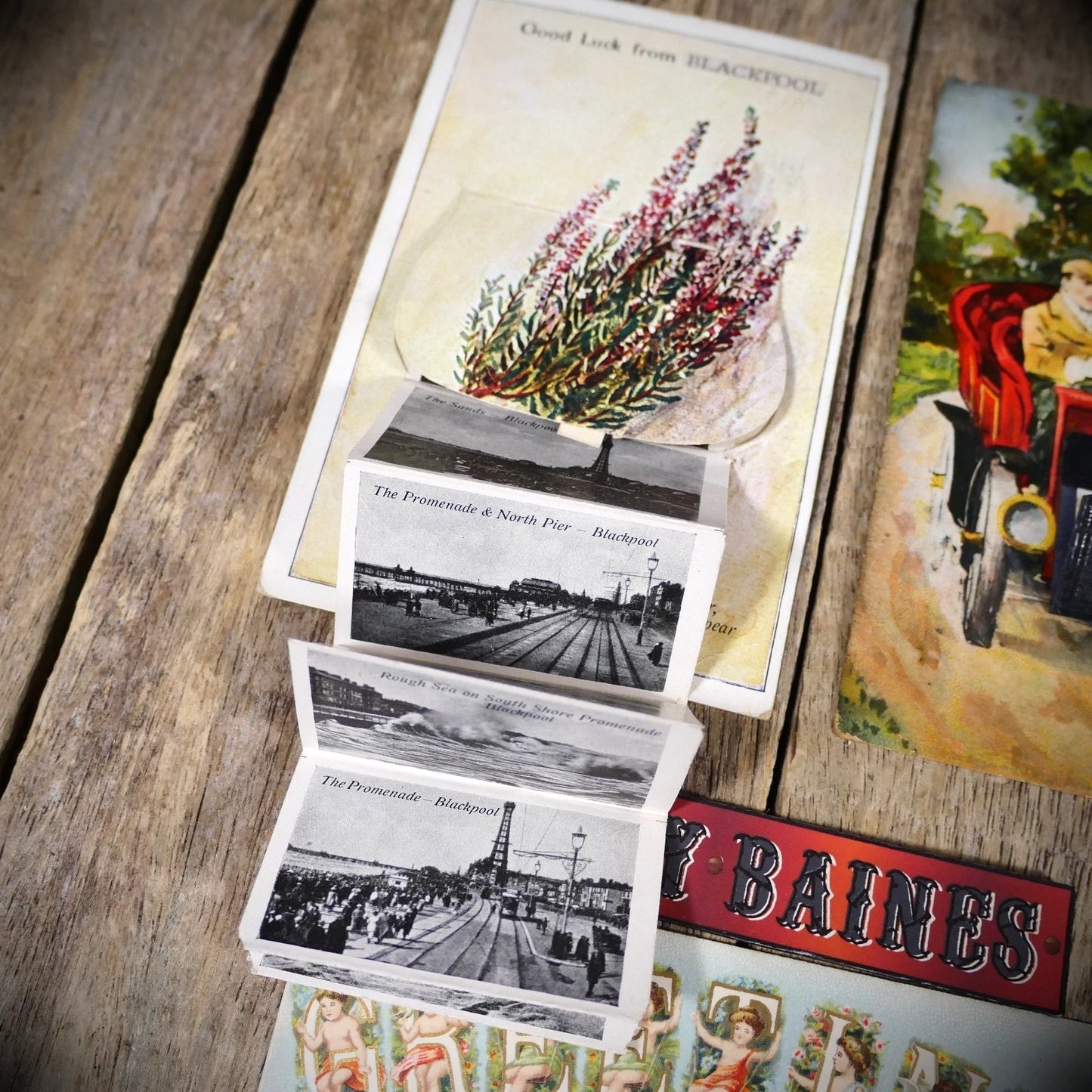 Postcard Bundle, Blackpool Pull-Out (1 missing) Greetings Cherubs