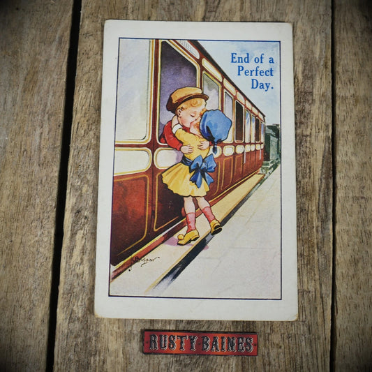 Postcard, Comic, Goodbye Kiss, Railway Romance, J C Biggar