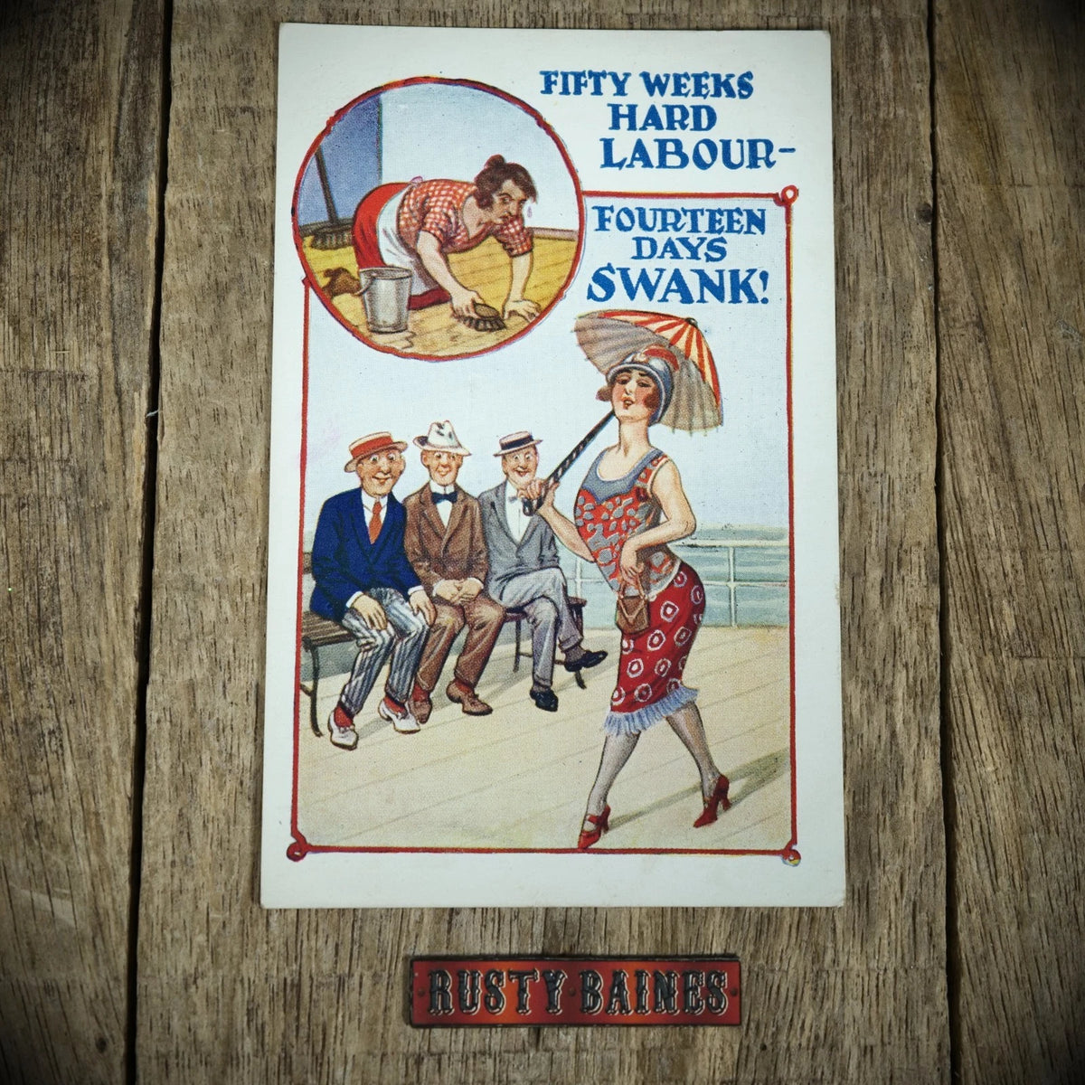 Postcard, Comic, Flapper Girl, Swanking on Holiday, Hard Labour