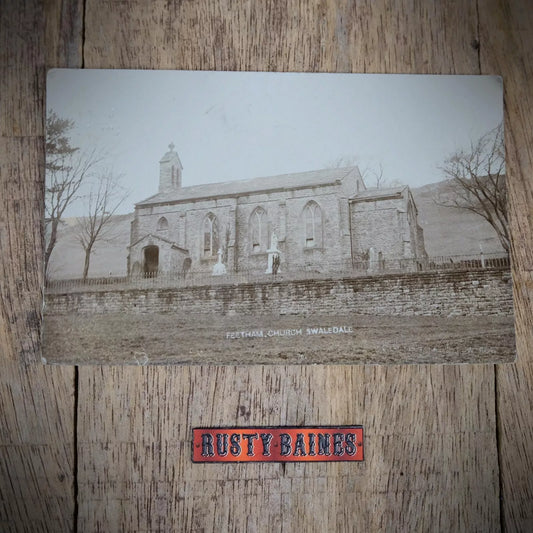 Postcard, Feetham Church, Swaldale, North Yorkshire, Real Photo