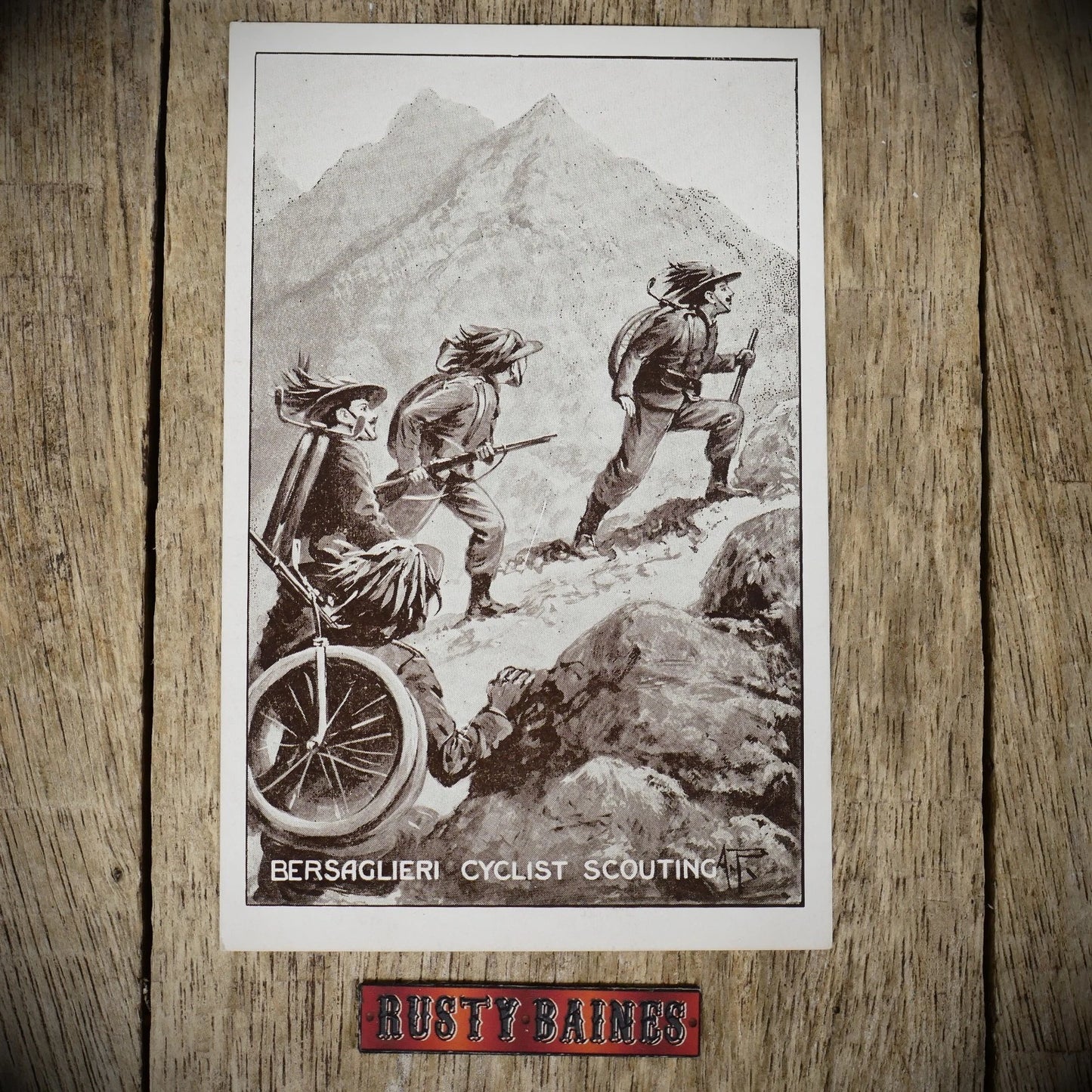 Postcard, Bersaglieri Cyclist Scouting, WW1 Italian Troops, Bicycle