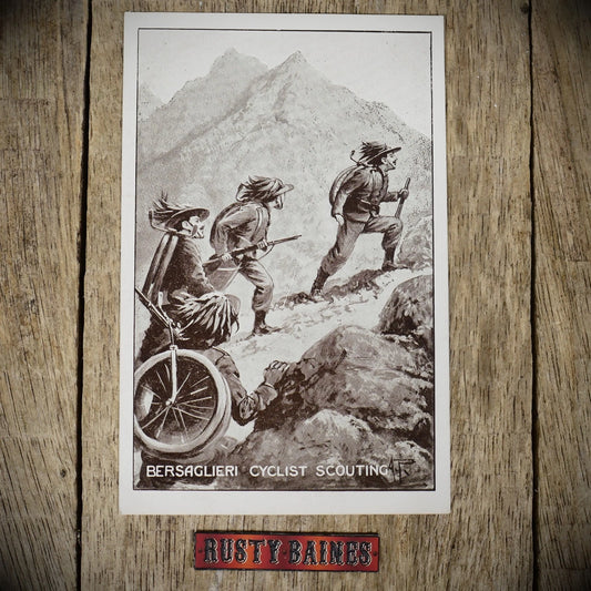 Postcard, Bersaglieri Cyclist Scouting, WW1 Italian Troops, Bicycle