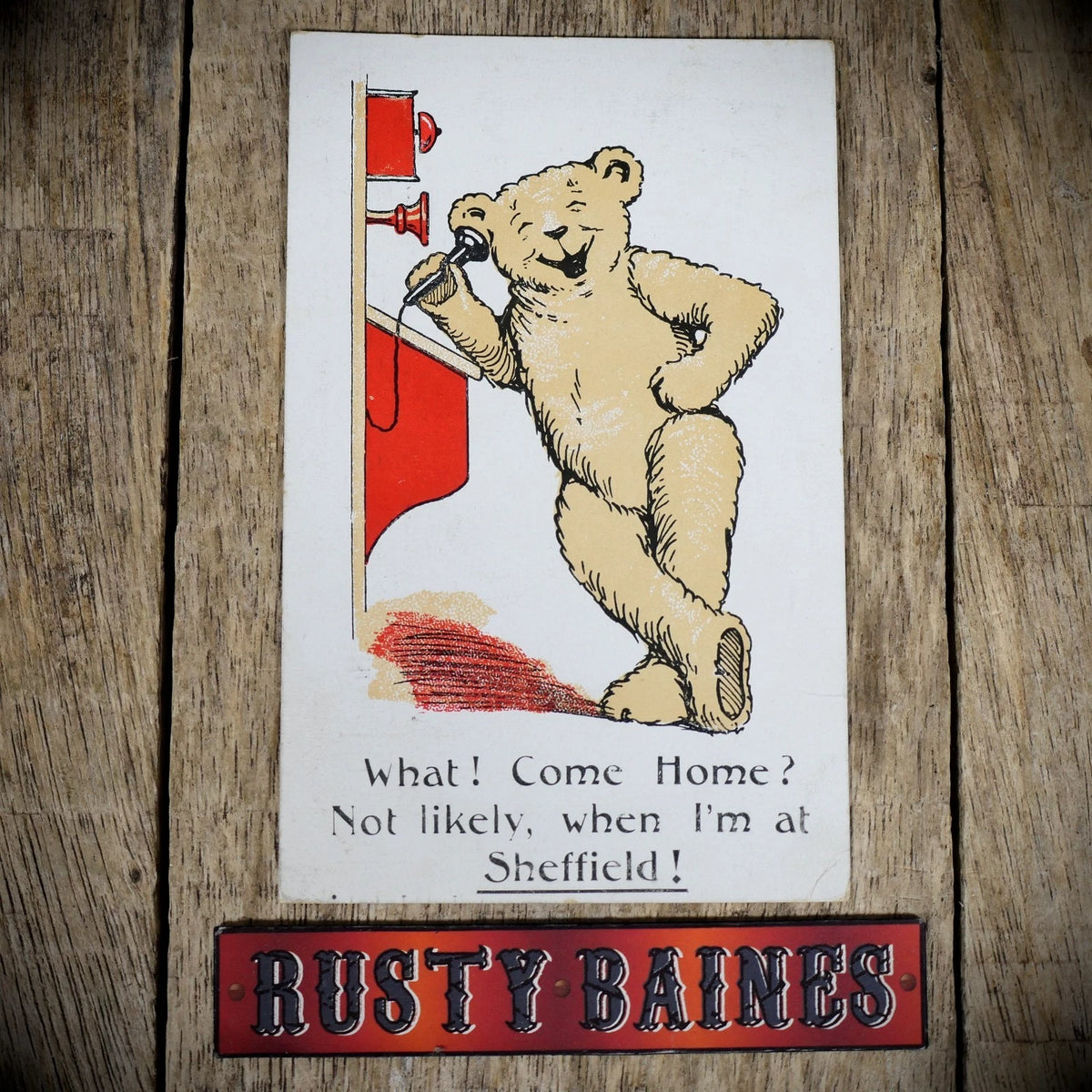 Postcard, Comic, Telephone Bear Loves Sheffield