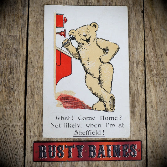 Postcard, Comic, Telephone Bear Loves Sheffield