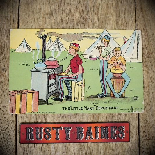 Postcard, WW1 Era Comic, Army Camp LIfe, Little Mary Cooks Chef