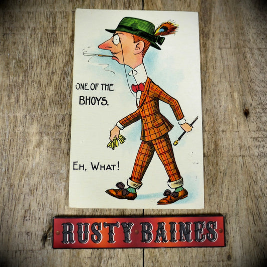 Postcard, Comic, Swanking Posh Man, Cigarette, Walking Cane